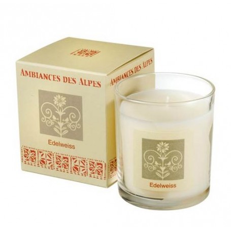 Bougie parfumée 40h, Edelweiss Ambiance des Alpes à Paris chez Soap and the City, savons, bougies, parfums, encens et peluches