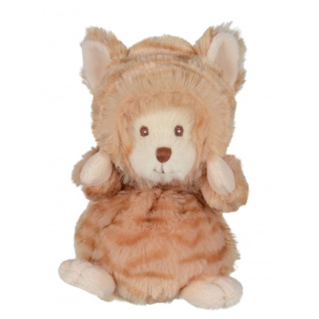 Peluches et doudous Peluche ours déguisé en chat roux made by Bukowski