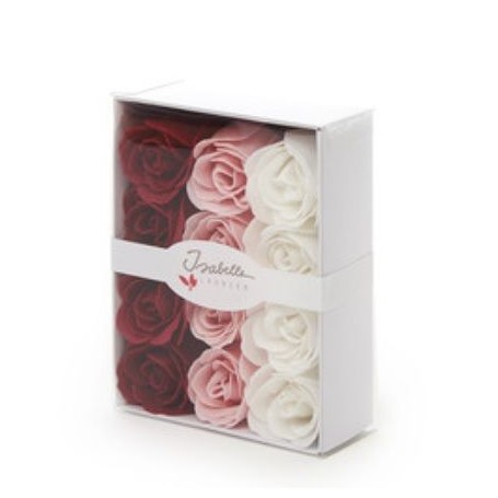 Boîte cadeau avec 12 roses en savon De Laurier à Paris chez Soap and the City, savons, bougies, parfums, encens et peluches