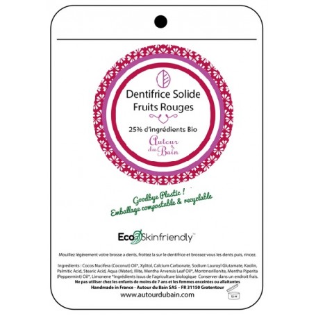Dentifrice solide recharge, Fruits rouges, 15g