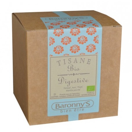 Tisane Digestive, 20 sachets BIO Barrony's à Paris chez Soap and the City, savons, bougies, parfums, encens et peluches
