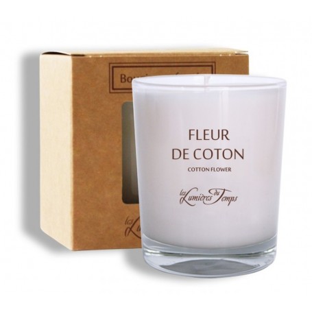 Bougie parfumée 55h, Fleur de Coton Les Lumières du Temps à Paris chez Soap and the City, savons, bougies, parfums, encens et...