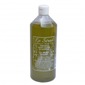 Savon de Marseille liquide, huile d'olive, 1ltr Savonnerie Le Serail à Paris chez Soap and the City, savons, bougies, parfums...